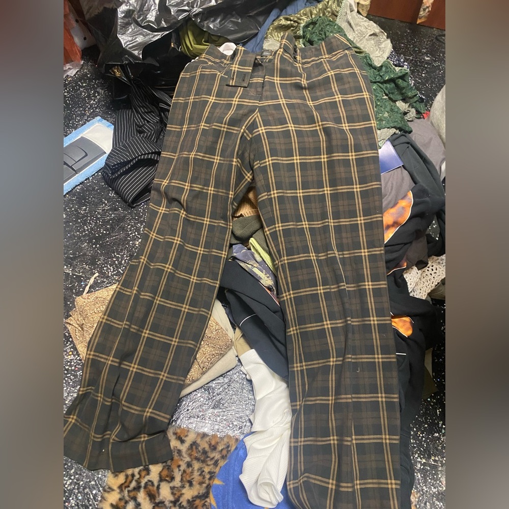 Plaid trousers focus 2000 y2k vintage straight leg mid rise